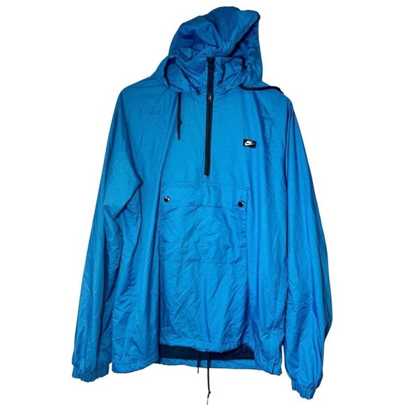 Nike Red Tag Half Zip Hooded Nylon Pullover Windbreaker Neon Blue Men’s Large - Picture 1 of 3